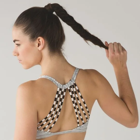 Lulu🍋 Lululemon Lighten Up Bra Space Dye Camo White Silver Spoon Size 8 - Picture 3 of 9